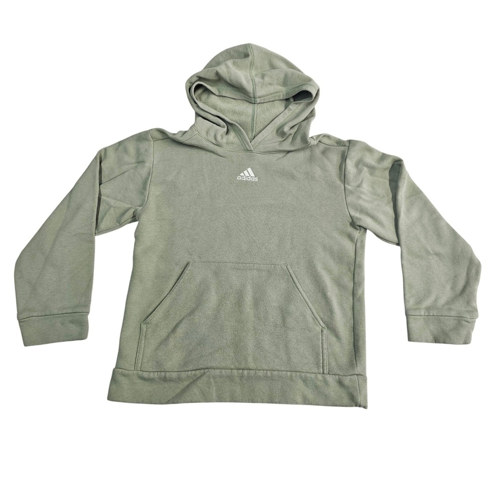 Adidas Boys Regular Fit Hoodie Olive Green Pullover Size M 10/12 Badge of Sport
